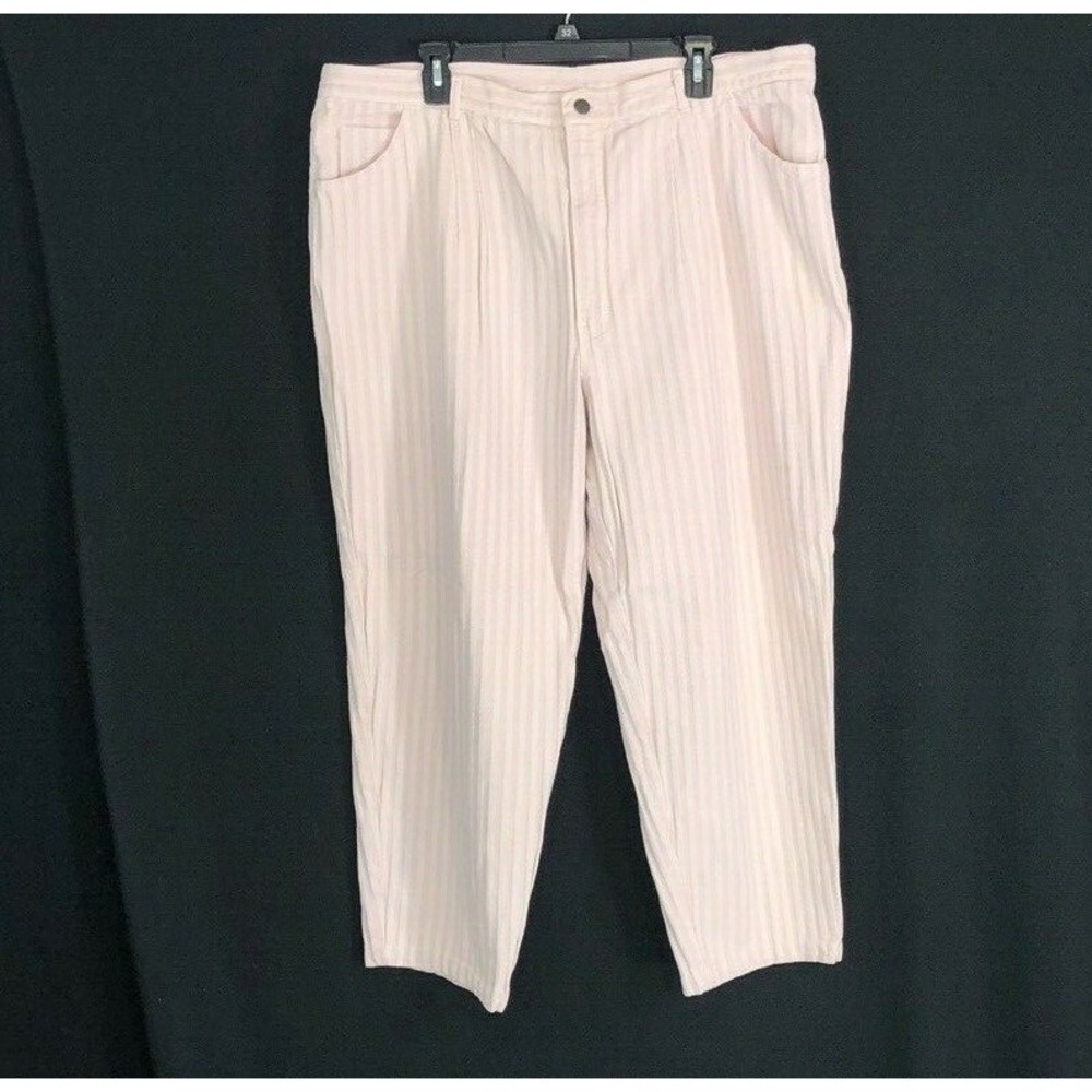 Touché Jeans 40 Pink Cream Stripe Skinny Ankle Hi Waist Pocket Trendy XL VINTAGE